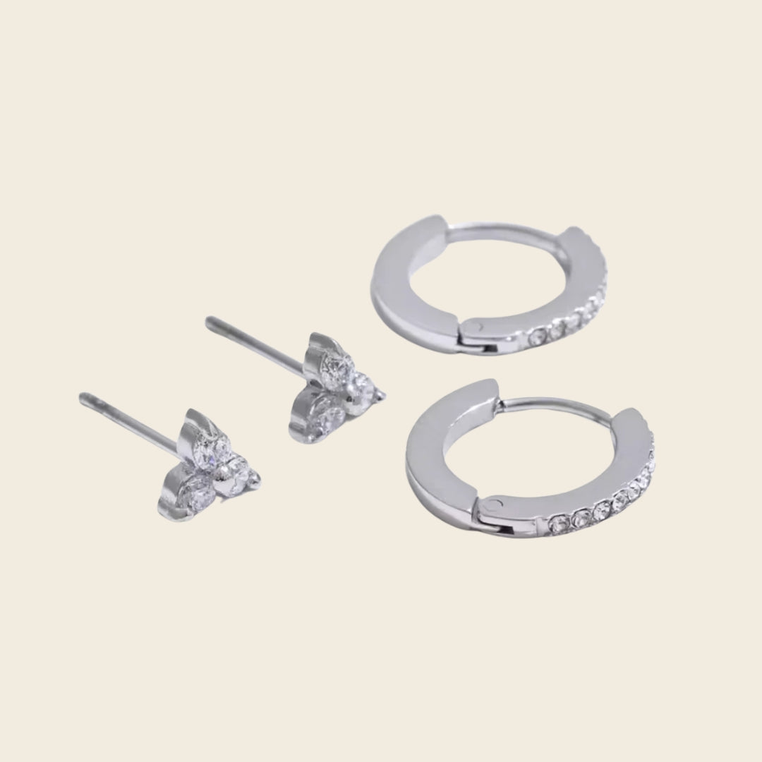 Set x2 Aretes Presencia Silver Imagen principal del producto