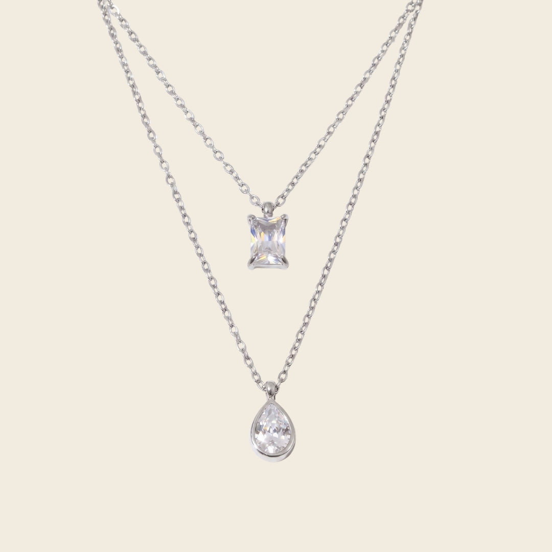 Set Cadenas Prisma Plateado